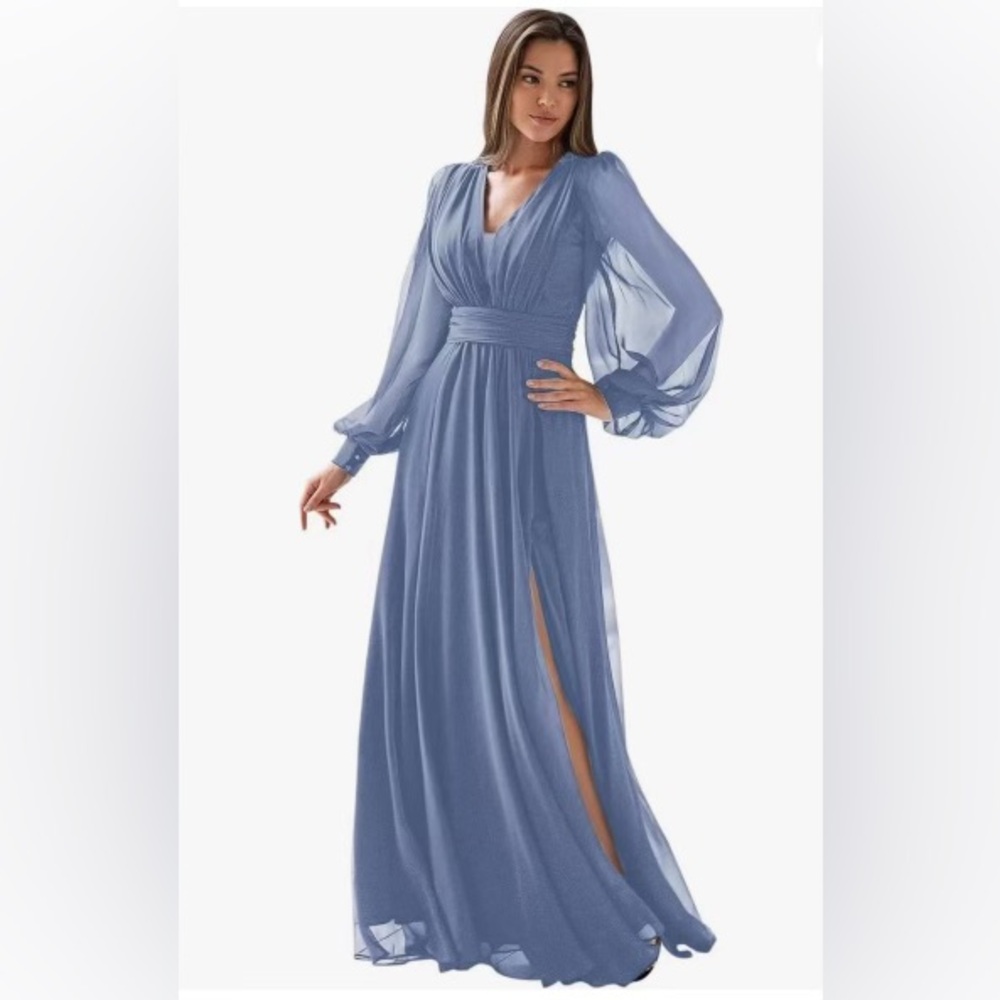 Bridesmaids Dusty Blue Long sleeve Dress